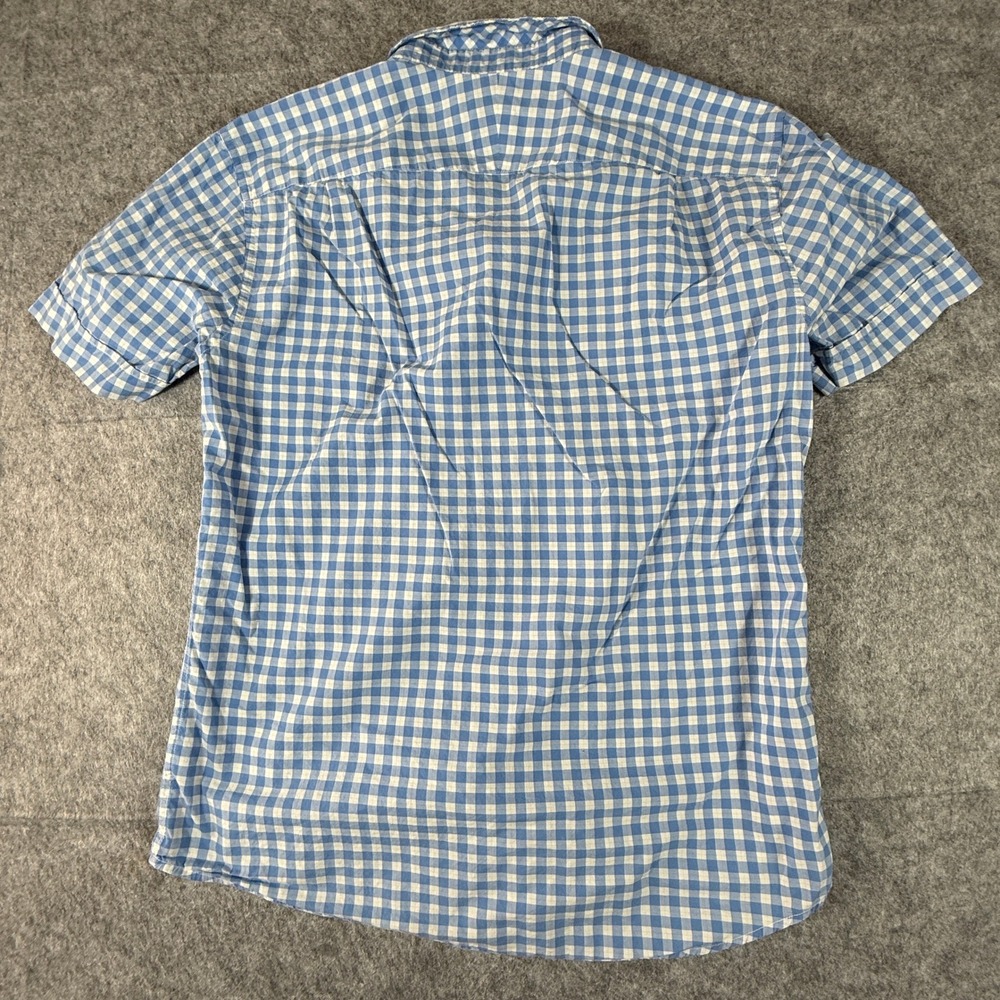 Lacoste Button Shirt Mens 40 Blue Gingham PLaid Slim Fit Short Sleeve Cotton - Picture 8 of 8